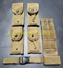 NEW USMC MOLLE II Coyote Brown Pistolman Set & (4) 9mm Magazine Mag Pouches