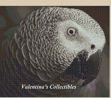 Gray Parrot Portrait Counted Cross Stitch Chart #2-363 