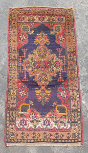 Vintage Hand Made Traditional Rug Oriental Wool Multicolor Carpet 108x58