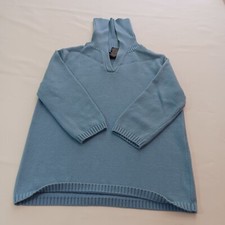 Sag Harbor S43637JC Women's Blue Cotton Turtleneck Sweater 3/4 Sleeve Size Small