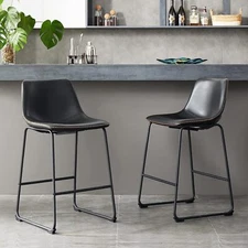 2Pcs Dining Pub Kitchen Chair Home Bar Stool Set Chair Counter Height with Legs