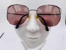 Vintage Echo Brown Silver Metal Oval Half-Rimmed Sunglasses Italy FRAMES ONLY