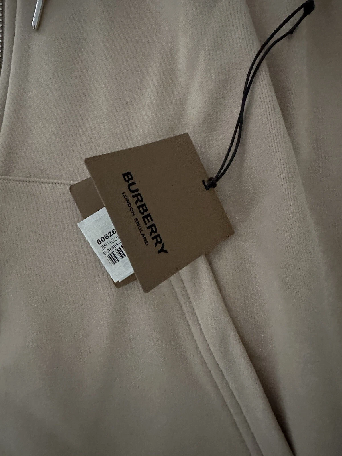 Felpa con cappuccio e zip uomo Burberry marrone taglia S con etichetta