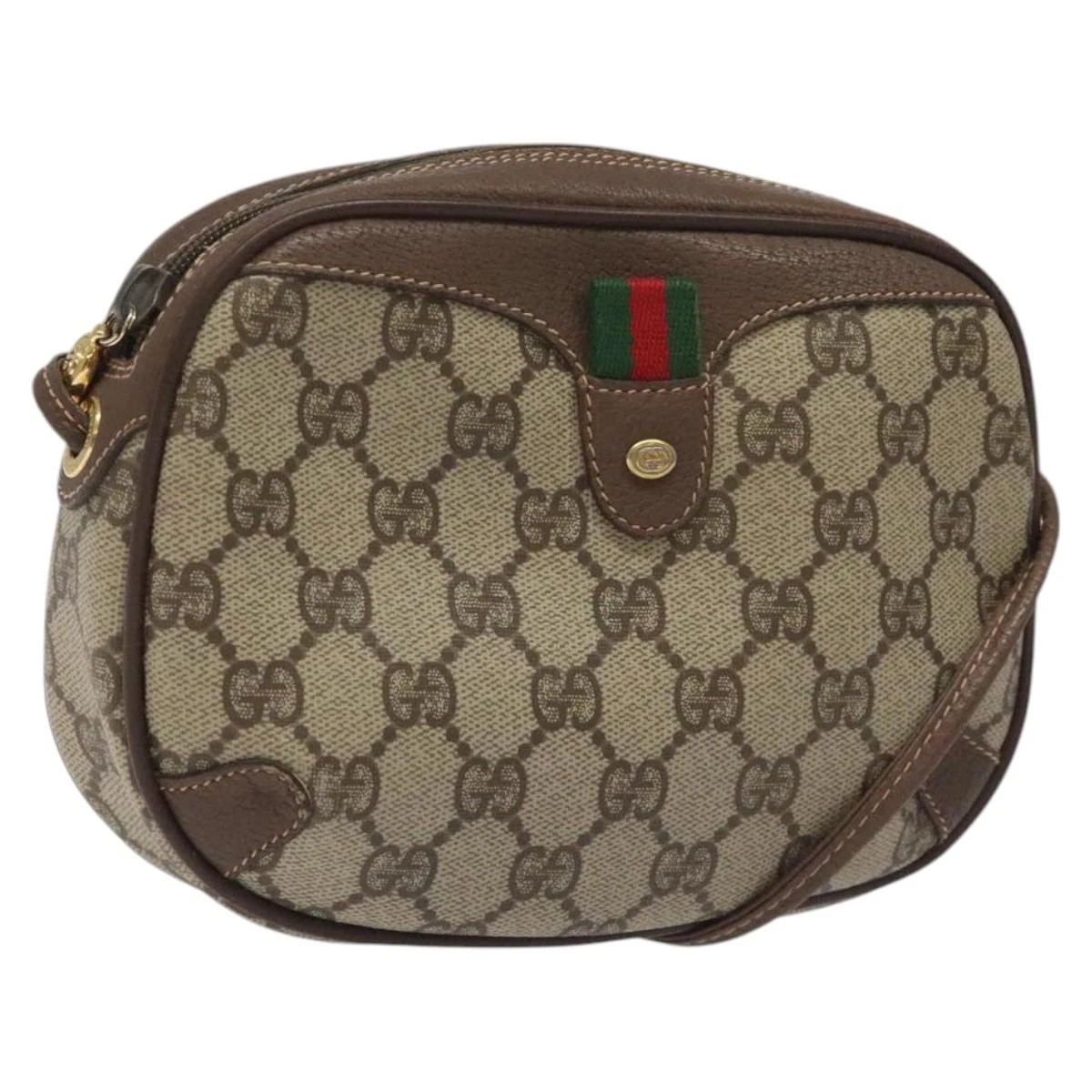 Sac à bandoulière GUCCI GG Supreme Web Sherry Line PVC beige 156 02 066 authentique BD958