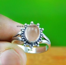 Rose Quartz Gemstone 925 sterling silver handmade Gift Ring US size 5 to 13