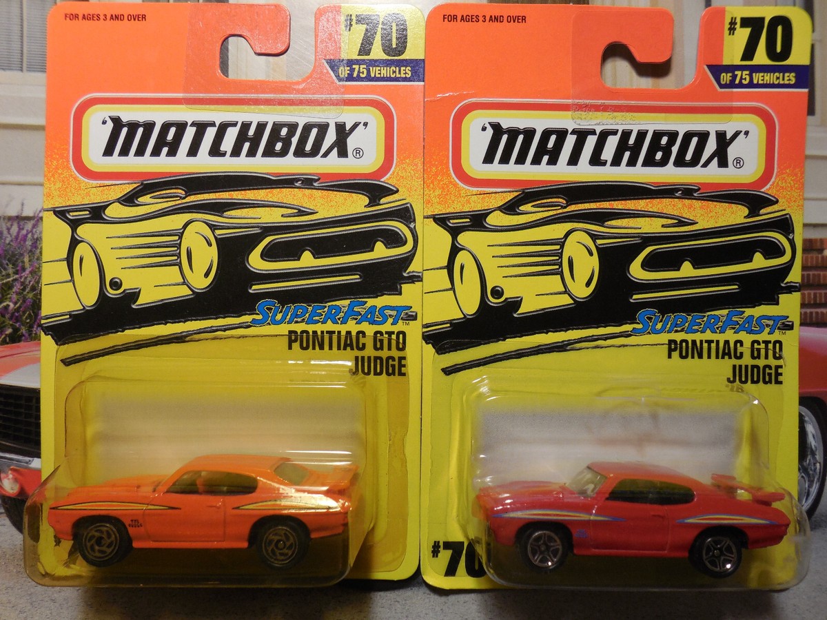 1996 Matchbox SuperFast Pontiac GTO Judge #70 LOT 2 Orange RED