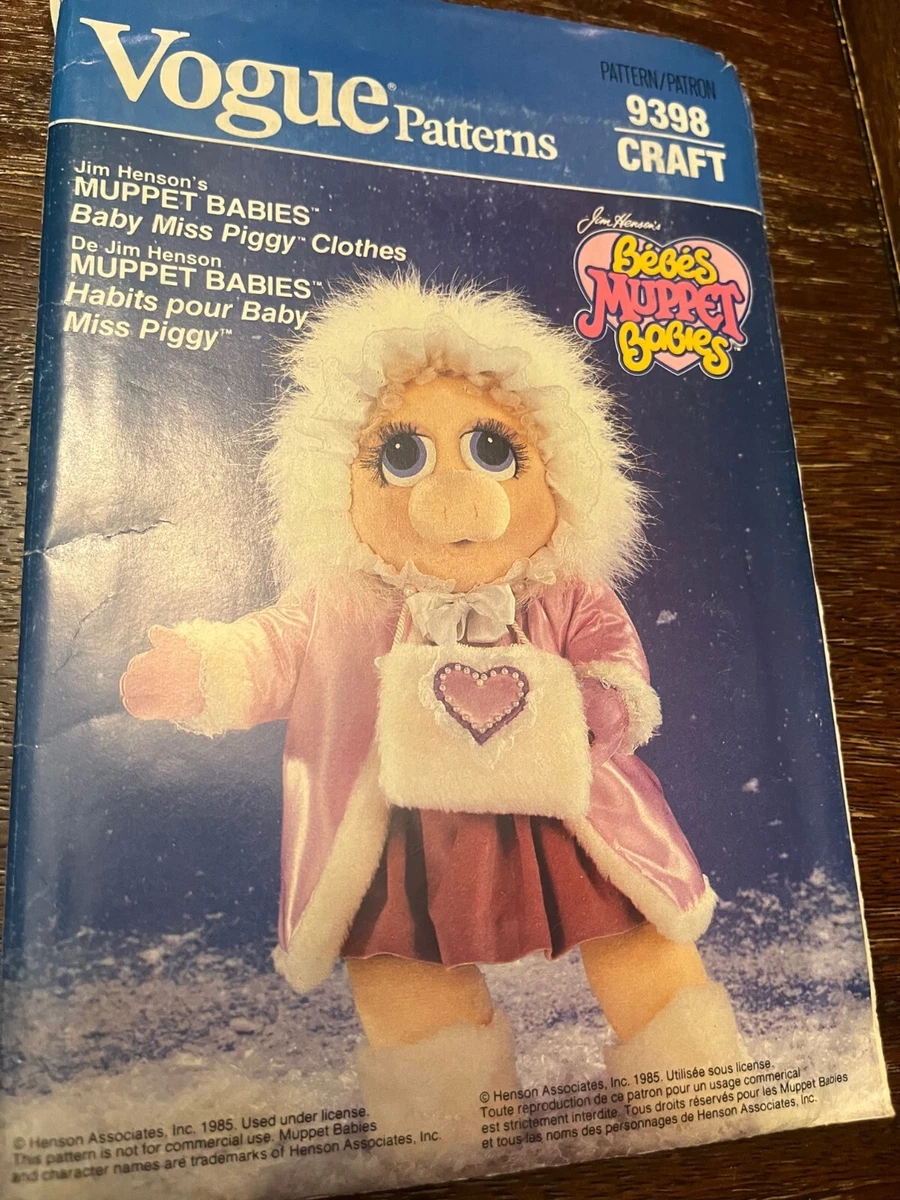 Vogue 9398 Uncut Sewing Pattern Miss Piggy Muppet Babies