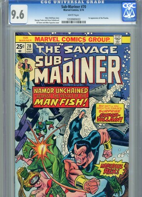 SUB MARINER #70 NM 9.6 CGC WHITE PAGES KANE COVER 1ST APP. OF PIRANHA TUSKA ART