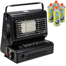 Portable Outdoor Camping Fishing Butane Gas Heater 1.3KV Safe Grill + 4 Refills