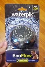 Water Pik 4 Sprays Fixed Mount 1.6 GPM Ecoflow Shower Head VBE-423. NEW!