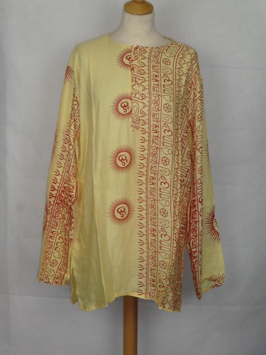 Hindu God Print Kurta Long Sleeve Shirt Ethnic Ganesh Krishna Natraj Om Shiva - Picture 41 of 48