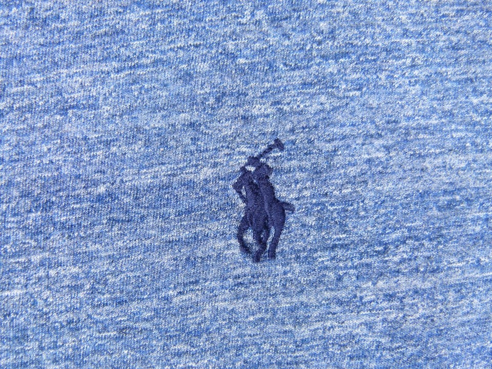 Polo Ralph Lauren Mens Large Custom Slim Fit Heathered Blue Cotton T