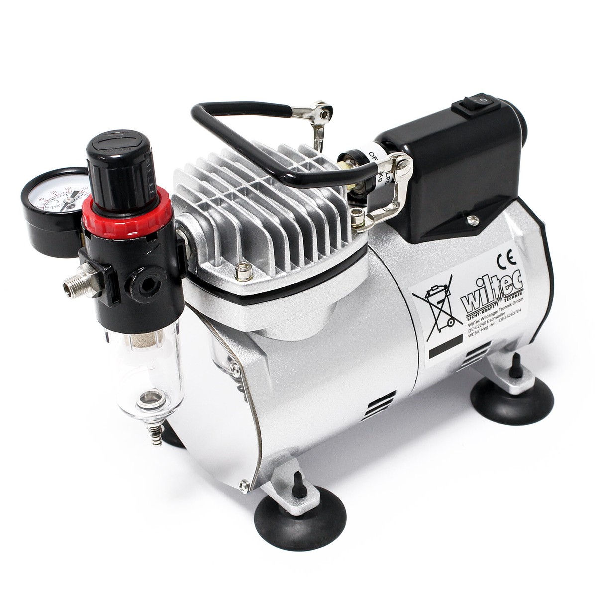 Wiltec Compresseur à membrane Aérographe Airbrush AS196 – 2 cylindres