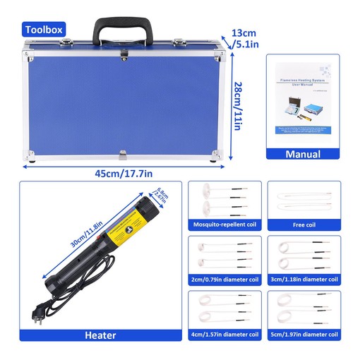 Kit de herramientas de calentador de inducción magnético 1500W para calor automotriz sin llama + 12 bobinas - Imagen 2 de 8