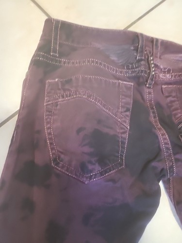 Rari jeans Robins da uomo viola neri con borchie taglia 34 ricamati usati - Foto 13 di 20