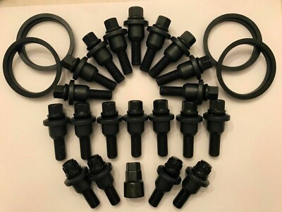Schwarze Alufelgenschrauben Manschetten Schließfächer Ring für Range Rover Räder für VW T5 Van