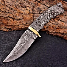 CUSTOM MADE HAND FORGED DAMASCUS STEEL BLANK BLADE HUNTING KNIFE 3034