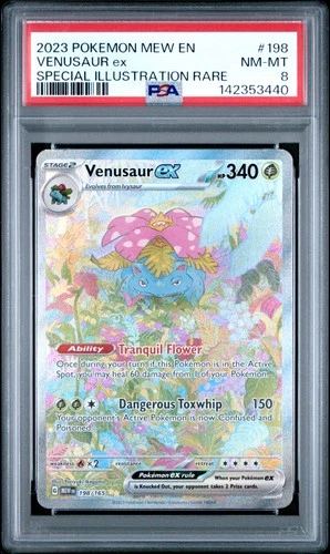 2023 POKEMON MEW EN-151 SPECIAL ILLUSTRATION RARE #198 VENUSAUR EX PSA 8