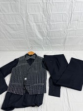 KidsWorld of USA 4-Piece sz12 Formal Suit Set Boys Black Silver Houndstooth NWT