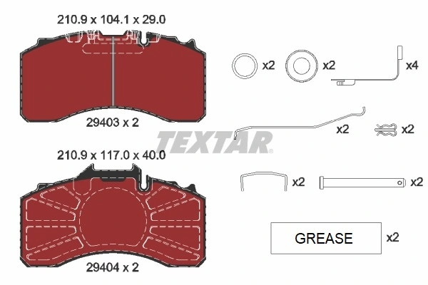 Kit de plaquettes de frein Textar 2940301 de qualité premium OE 0509290250