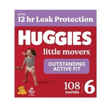 Huggies Little Movers Diapers Size 6, 108 Count 2 Packs of 54 