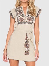 Free People Running Wild Embroidered Dress in Khaki Size M