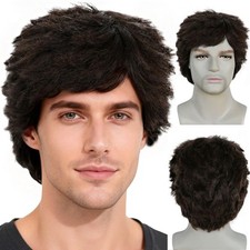 Mens Short Hair Wig Brown Mens Wig Short Brown Wig Handsome Male Wigs Daily S...
