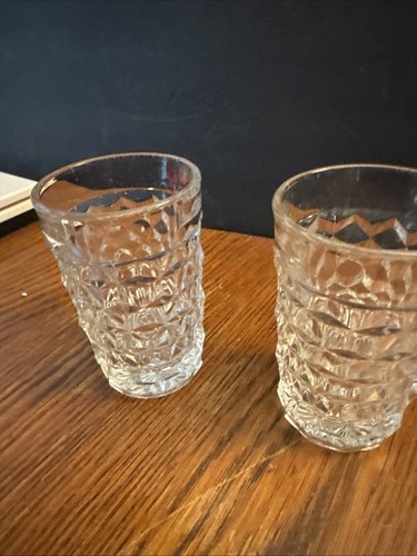 Fostoria American Juice Tumbler Glass set of 2 3.75x2.25 Cube Design Vintage - Picture 11 of 24