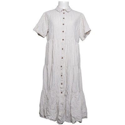 Primark, Blusenkleid, Größe: 42/44, Beige/Schwarz, Baumwolle/Leinen/Viskose #jwm