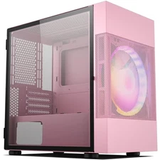 Pink PC Case Vetroo M01 ATX Mini ATX Gaming PC Case Front 200mm RGB FAN Included