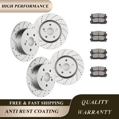 For RAV4 Venza C-HR ES250 UX200 Front Rear Slotted Brake Rotor Discs Brakes Pads