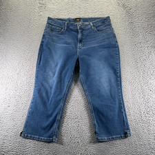 Lee Legendary Jeans Women's 18 Blue Cotton Denim Capri Workwear Faded Stretch