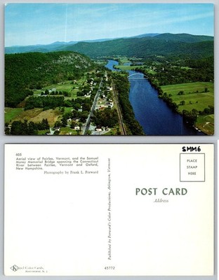 Fairlee VT Samuel Morey Memorial Bridge Connecticut River Aerial Postcard