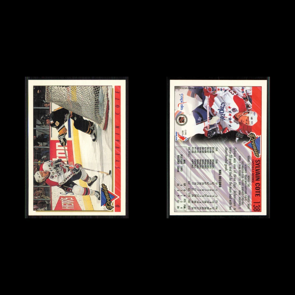 Sylvain Cote #138 1993 Topps Premier Washington Capitals Hockey Card NHL NM - Image 3 of 3