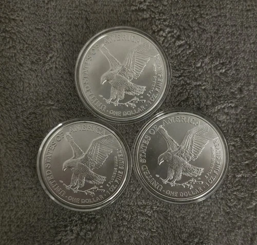 Lot of 3 2021 American Silver Eagle, *Type 2 - 3oz total - No Reserve- Free Ship