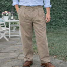 Duxbak Khaki Pants Mens 42x32 Tan Pleated Cotton Chinos Made in USA