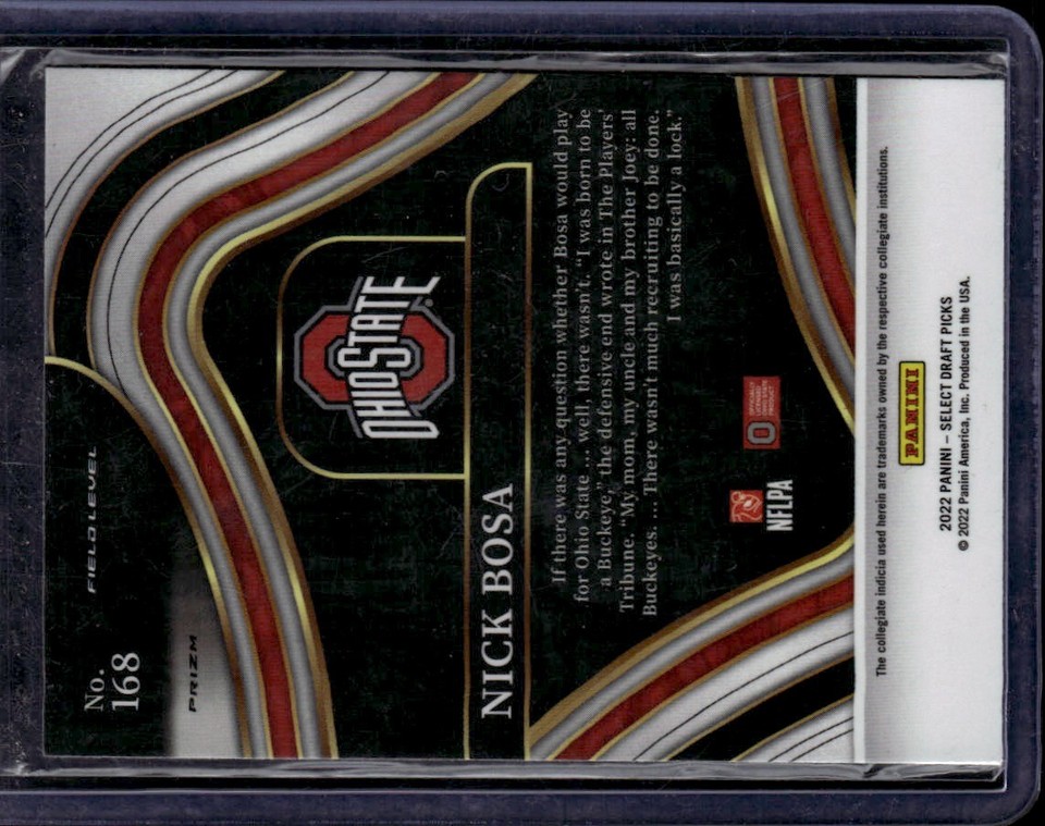 2022 Panini Select Draft Picks Nick Bosa #168 Ohio State Buckeyes 2022 Panini Select Draft Picks Nick Bosa #168 Ohio State Buckeyes