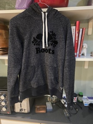 Roots Women s Charcoal Pullover Hoodie Beaver Logo Heavyweight Size Small