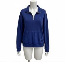 Victoria s Secret PINK Quarter Zip Pullover Blue Women s Large Sweatshirt
