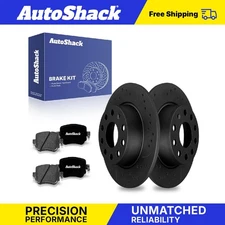 Rear Drilled Slotted Brake Rotors Premium Ceramic Pads for VW Passat GTI