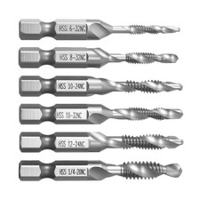 12Pcs Drill Tap Set 3-in-1 HSS 4341 Titanium SAE Hex Shank Quick Change