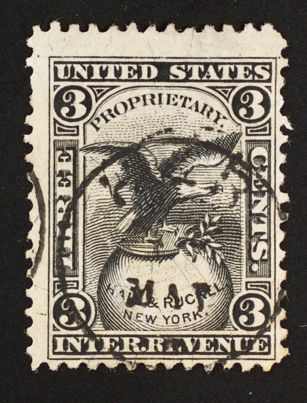 RS96b 3c Hall & Ruckel US Revenue Match & Medicine Private Die Proprietary