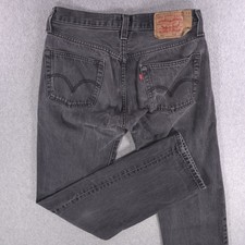 Levis 501 Straight Y2K Vtg Button Fly Gray Denim Jeans Mens 31x34 30x32