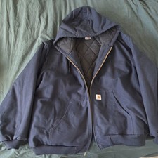 Carhartt J140 Loose Fit Firm Duck Quilted Flannel Lined Active Jacket Dark Navy