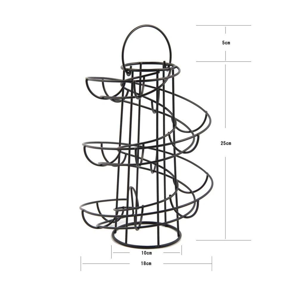 Egg Holder Storage Kitchen Egg Storage Spiral Eggs Dispenser Rack Holds 18 Eggs - Image 2 of 4