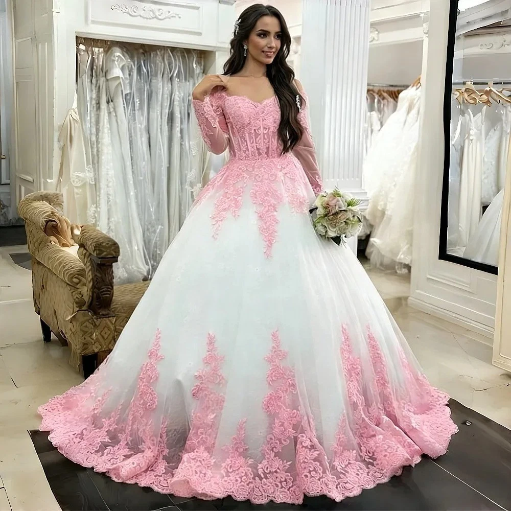 blue dress for baby girl Off Shoulder Blush Pink Boho Wedding Dresses, A-line Wedding Dresses, –  Berryera main image 1