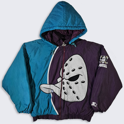 #ad Anaheim Mighty Ducks Vintage 90s Starter Puffer Jacket NHL Disney Hockey $295.00