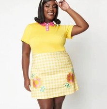 Smak Parlour Smiley UNIQUE VINTAGE Retro Dress Sz L Brand New Yellow Gingham
