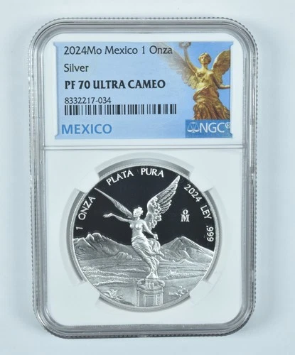 2024 Mo Mexico 1 Onza Silver Libertad PF70 UCAM NGC Mexico Label *6284