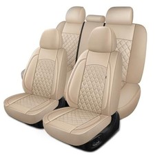 Car Seat Covers Breathable and Waterproof Napa Leather Car Full Set N3 Beige